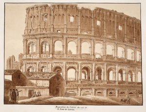Restauración del Coliseo desde el lado de San Juan de Letrán, 1833 de Agostino Tofanelli